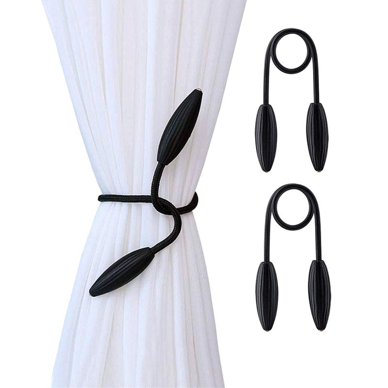 SWTOOL 2-Pack Curtain Holdbacks Curtains Tiebacks Home Decorative Window Drape Twist TieBacks Random Modelling Curtain Holdbacks (Black) - Image 1